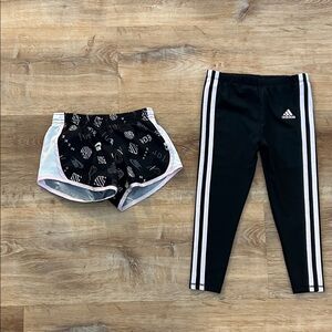 Adidas Kids Black pant and Nike black and pink shorts bundle